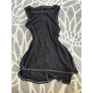 Rock & Republic Black Acid Wash Waffle Knit Loose Tank Top